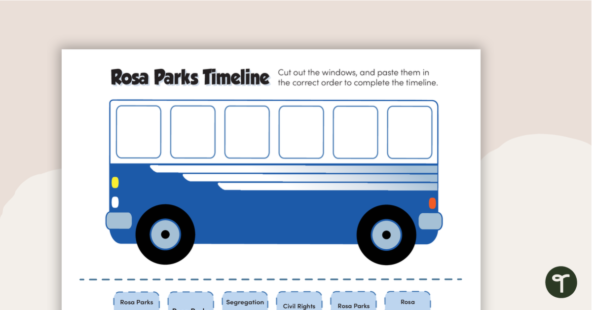 Rosa Parks时间表活动的预览图像 - 教学资源