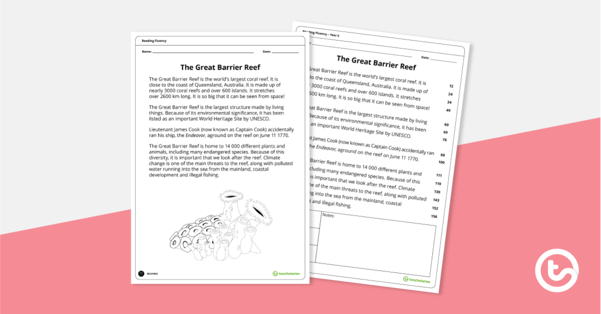 Preview image for Reading Fluency – The Great Barrier Reef (Year 6) - teaching resource