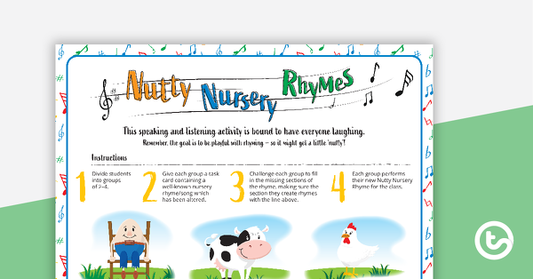 Nutty幼儿园押韵的预览图像说话和听力活动 - 教学资源