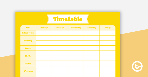 Thumbnail of Plain Yellow – Timetable Planner - teaching resource