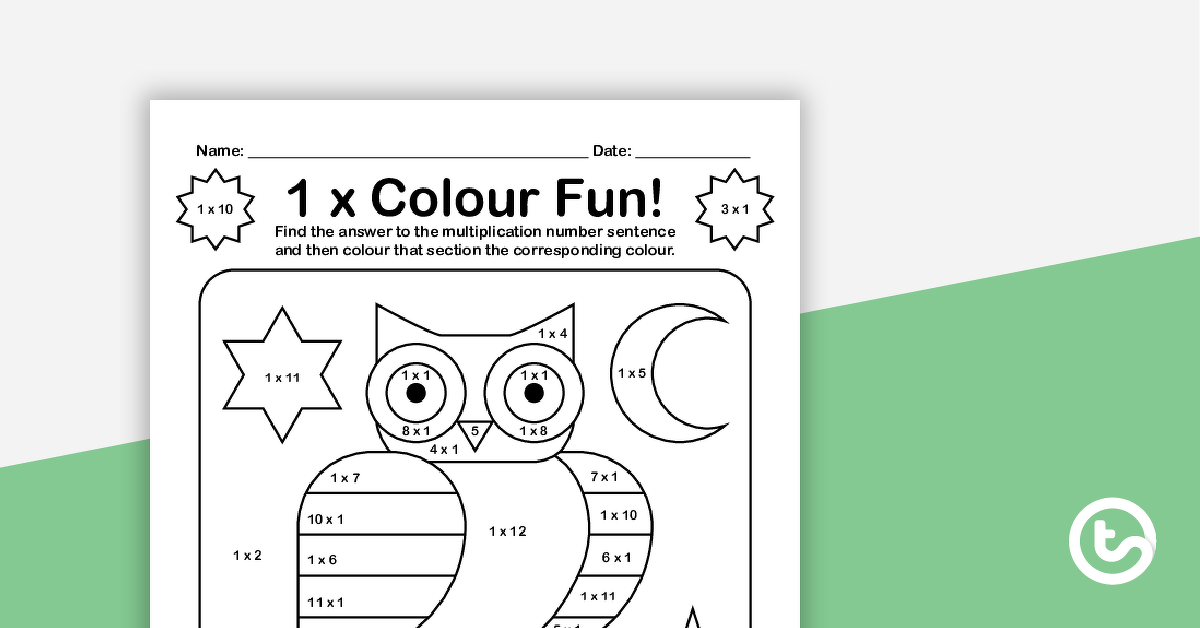 Preview image for Colour by Number - 1 x Multiplication Facts - teaching resource