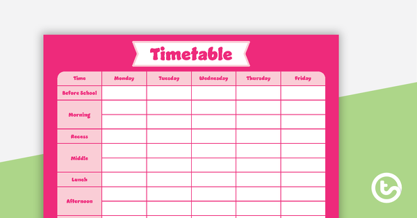 Thumbnail of Plain Pink – Timetable Planner - teaching resource