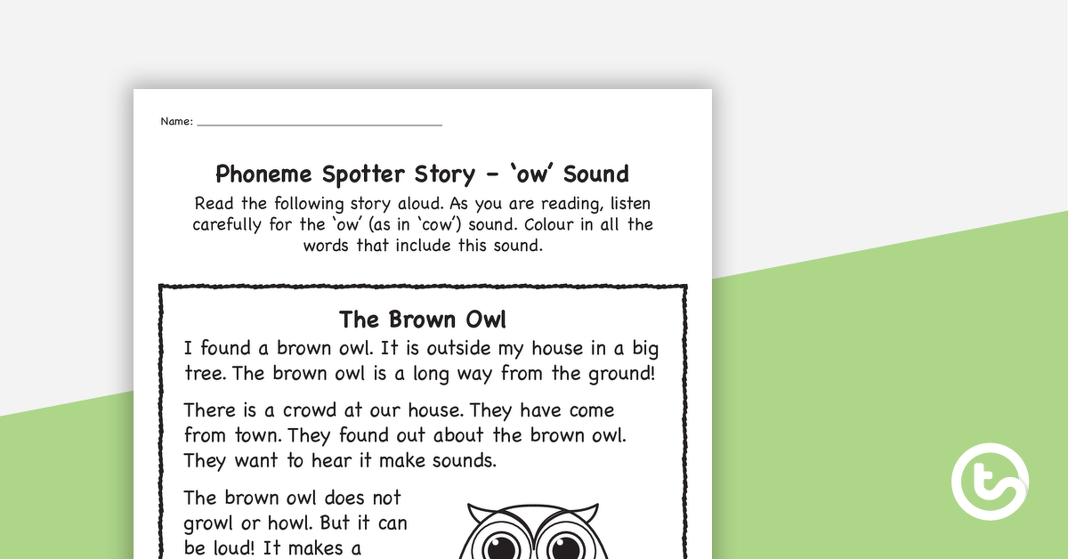 Preview image for Phoneme Spotter Story – 'ow' Sound - teaching resource