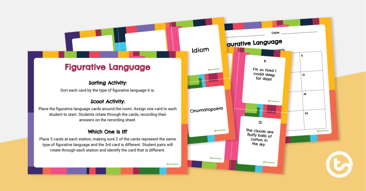 Preview image for Figurative Language Activity Cards - teaching resource