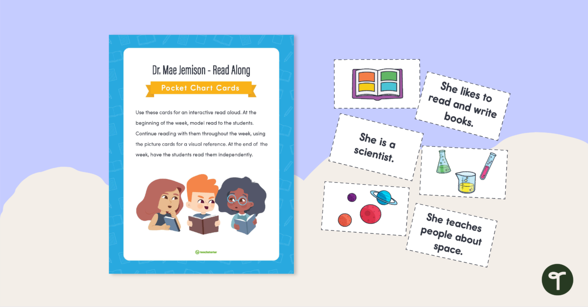 Preview image for Read Along Pocket Chart Cards – Dr. Mae Jemison - teaching resource