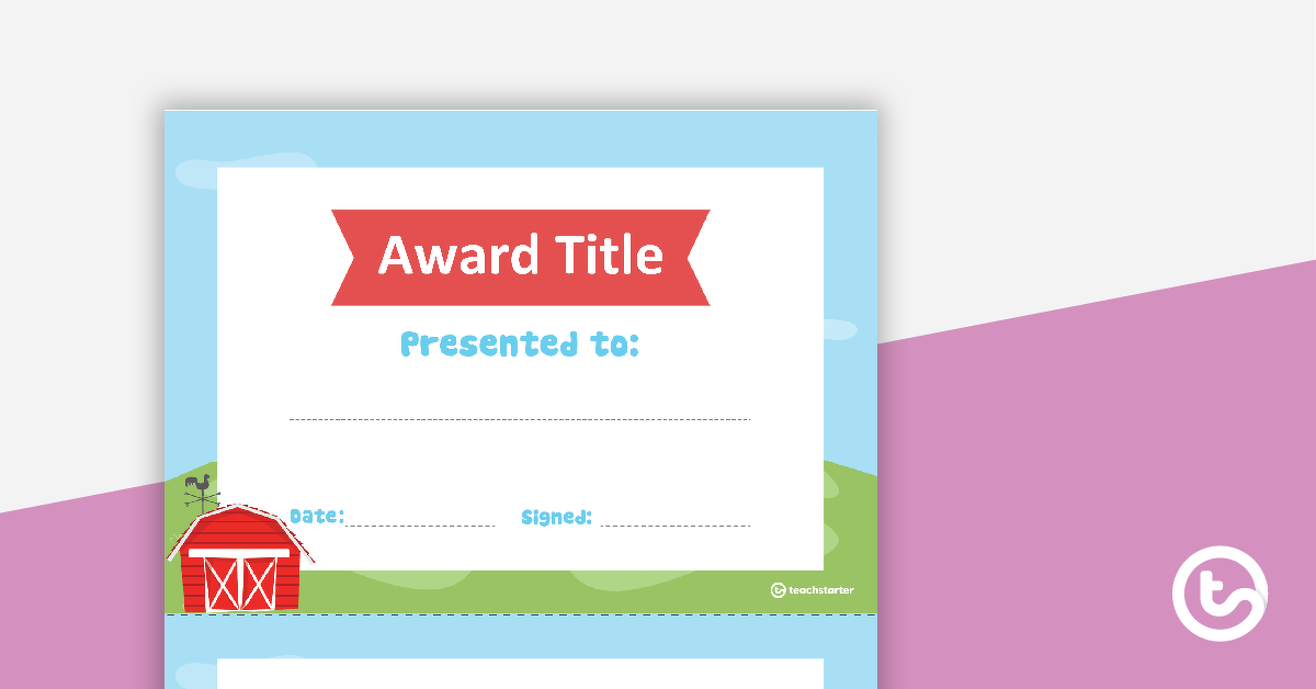 Preview image for Farm Yard - Award Certificate - teaching resource