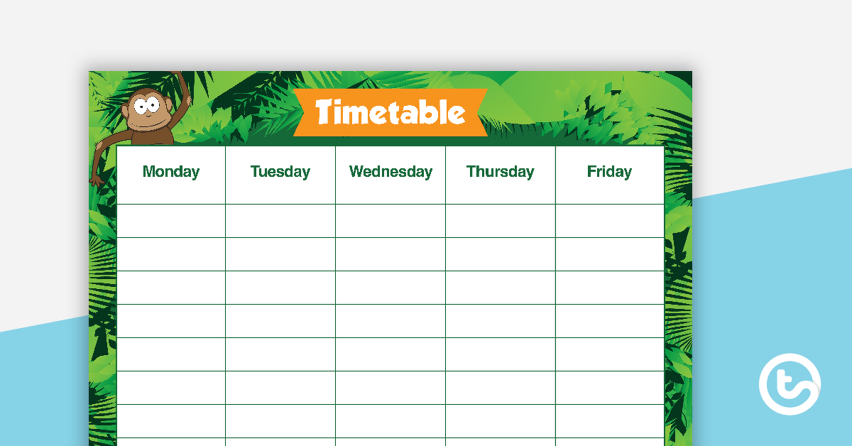 预览图像Monkeys - Weekly Timetable - teaching resource