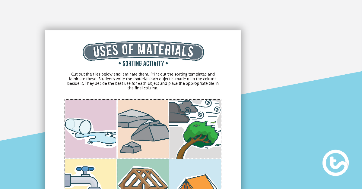 Preview image for Uses of Materials Sorting Activity - teaching resource
