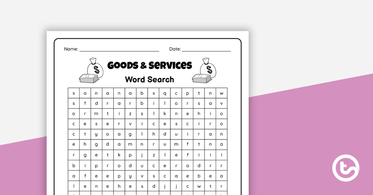 Image of Goods and Services Word Search