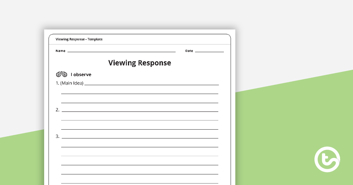Preview image for Viewing Response Template - teaching resource