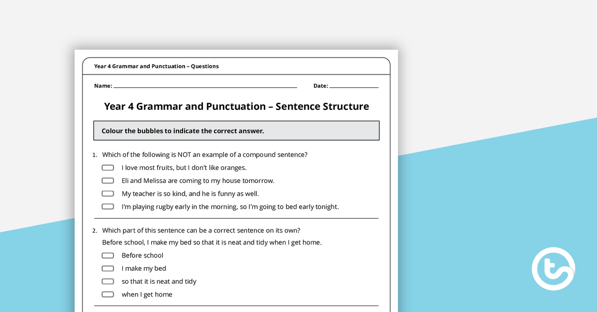 Preview image for Grammar and Punctuation Assessment Tool – Year 4 - teaching resource