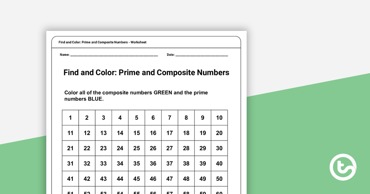 Preview image for Find and Color: Prime and Composite Numbers Worksheet - teaching resource
