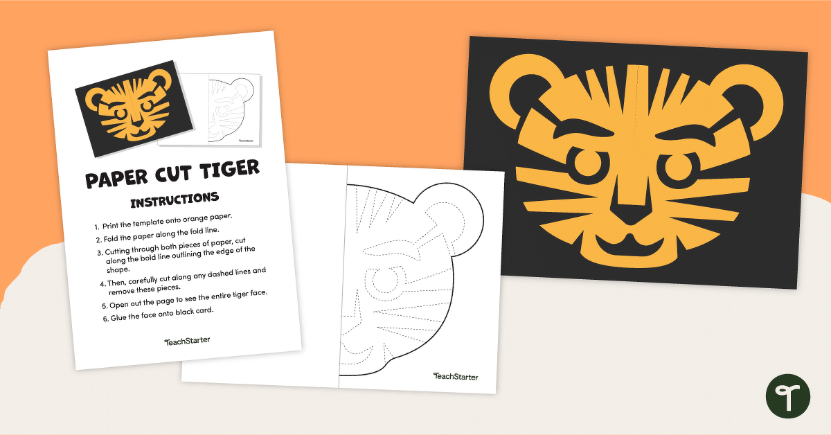 预览图像为老虎剪纸模板——农历新年——教学资源
