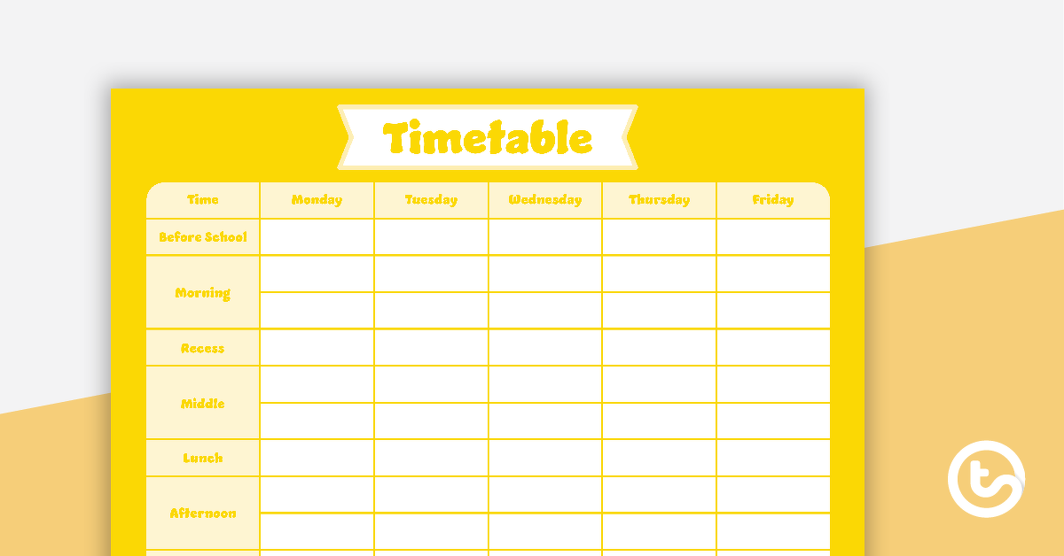 普通黄色时间表计划 - 教学资源预览图像