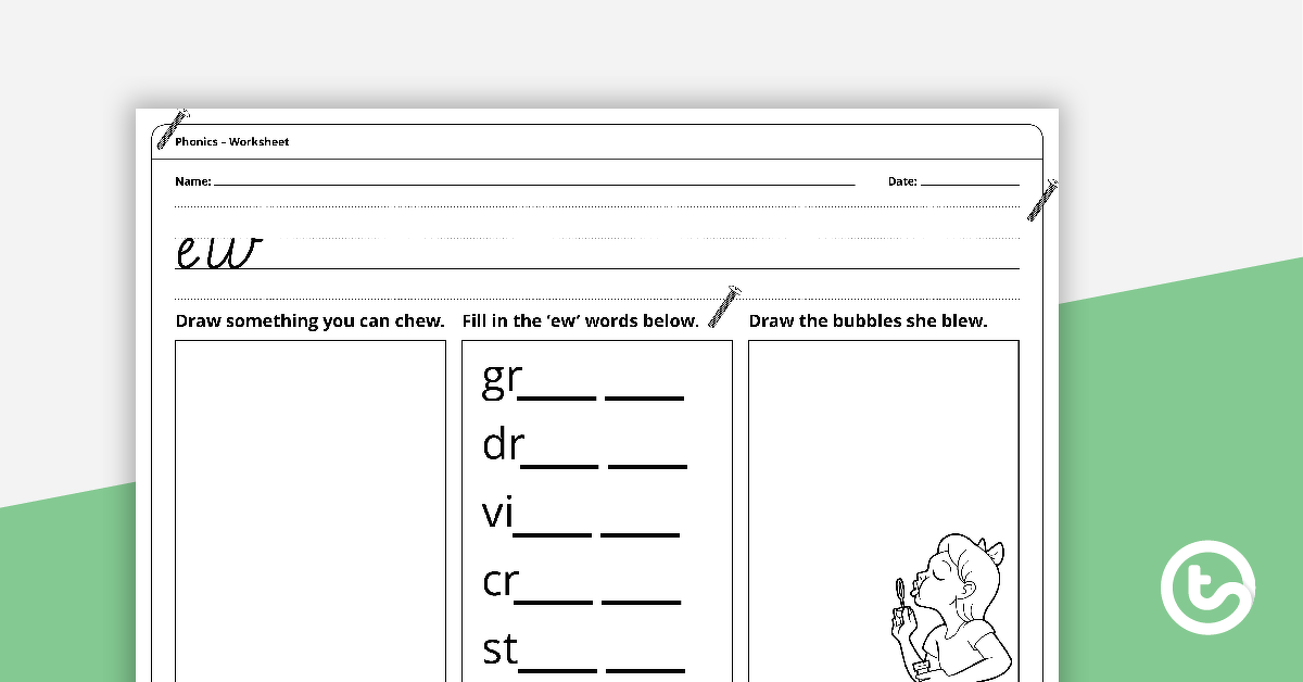 Preview image for Digraph Worksheet - ew - teaching resource