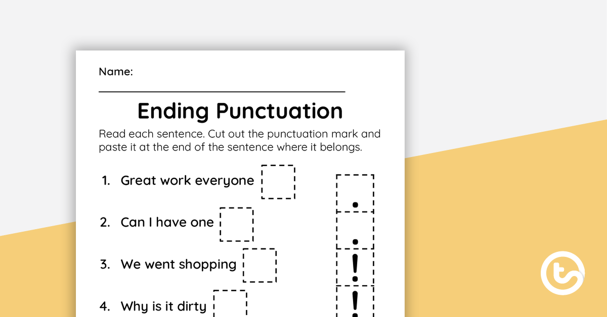 Image of Ending Punctuation – Cut and Paste Worksheet