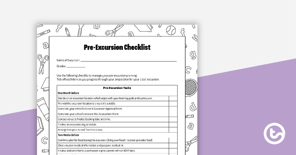 Preview image for Pre-Excursion Checklist - teaching resource