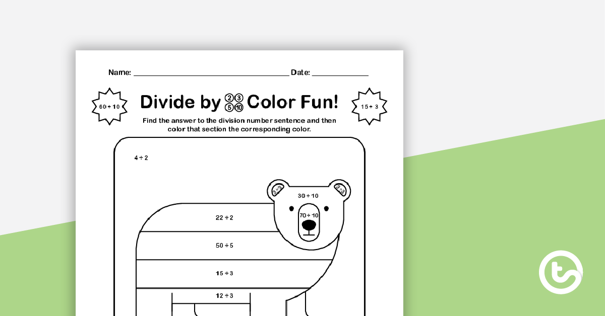 Preview image for Color by Number - Division Facts of 2, 3, 5, and 10 - teaching resource
