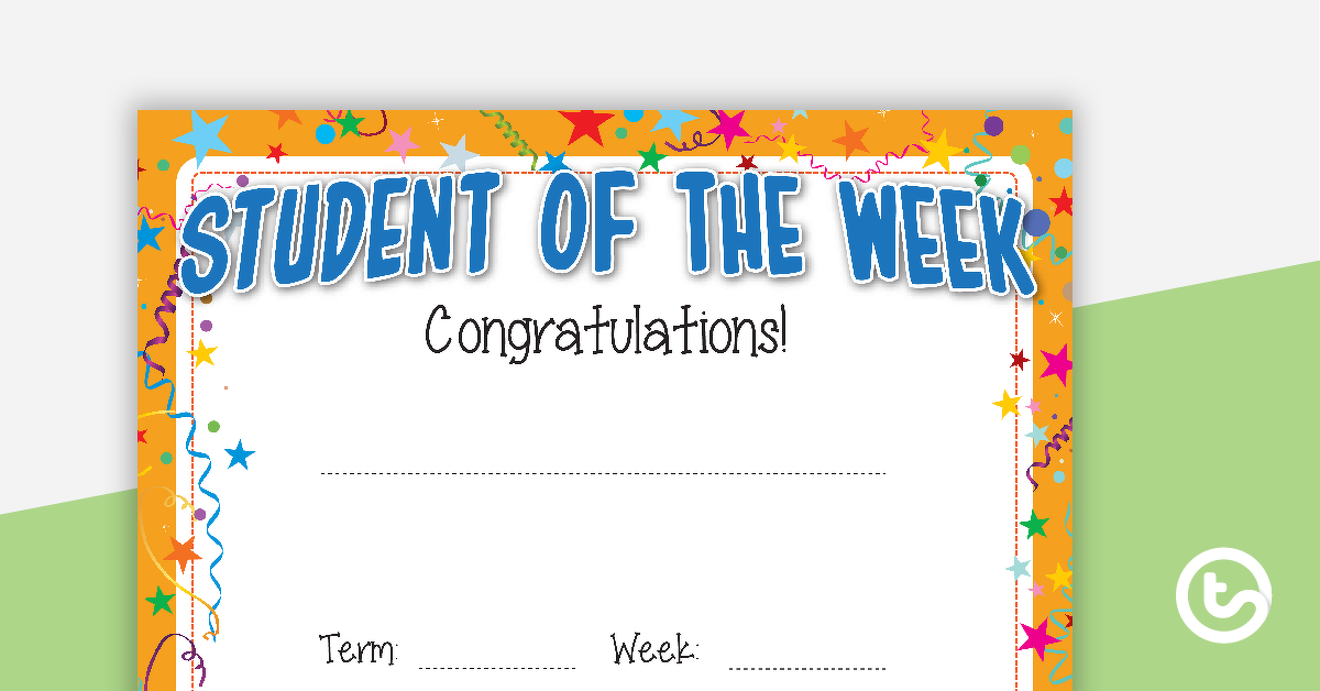 Preview image for Student of the Week Certificate - teaching resource