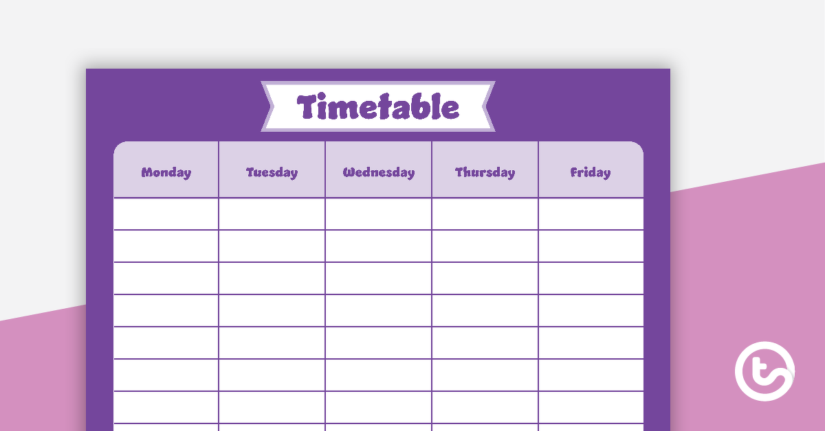 预览图像的平原紫色-每周时间表-教学资源