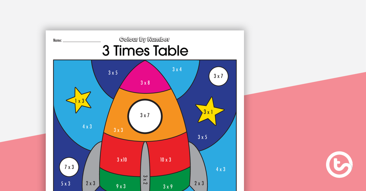 Preview image for Colour By Number Worksheet - 3 Times Tables - teaching resource