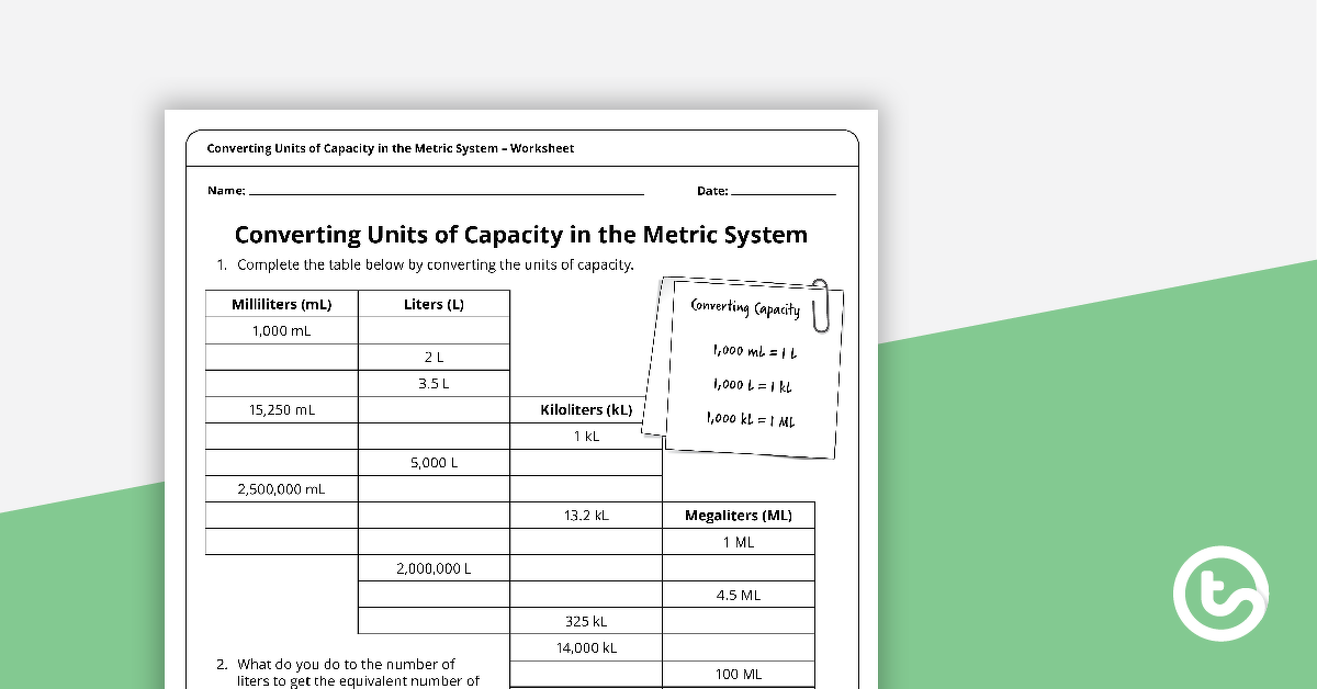 volume and capacity teaching resources teach starter