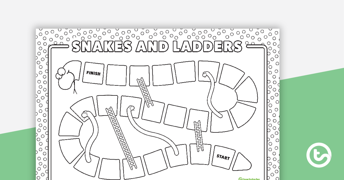 为蛇和梯子游戏板模板预览图像-教学资源
