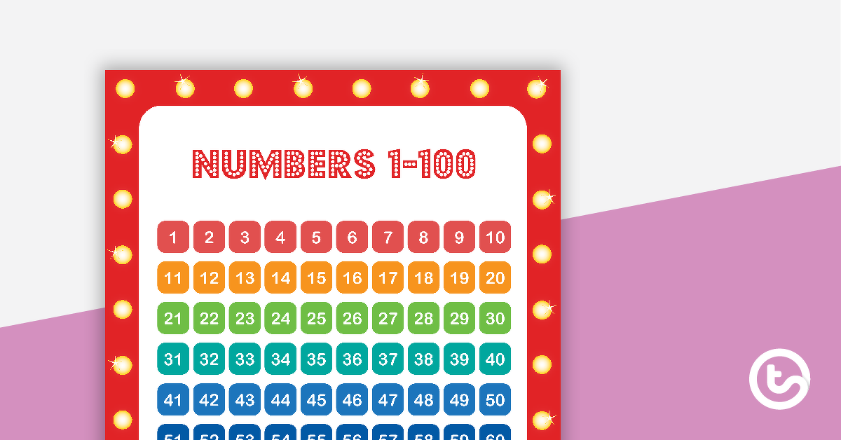 Preview image for Hollywood - Numbers 1 to 100 Chart - teaching resource