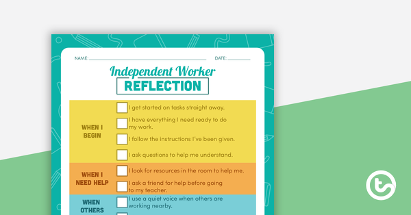Preview image for Independent Worker Reflection - teaching resource