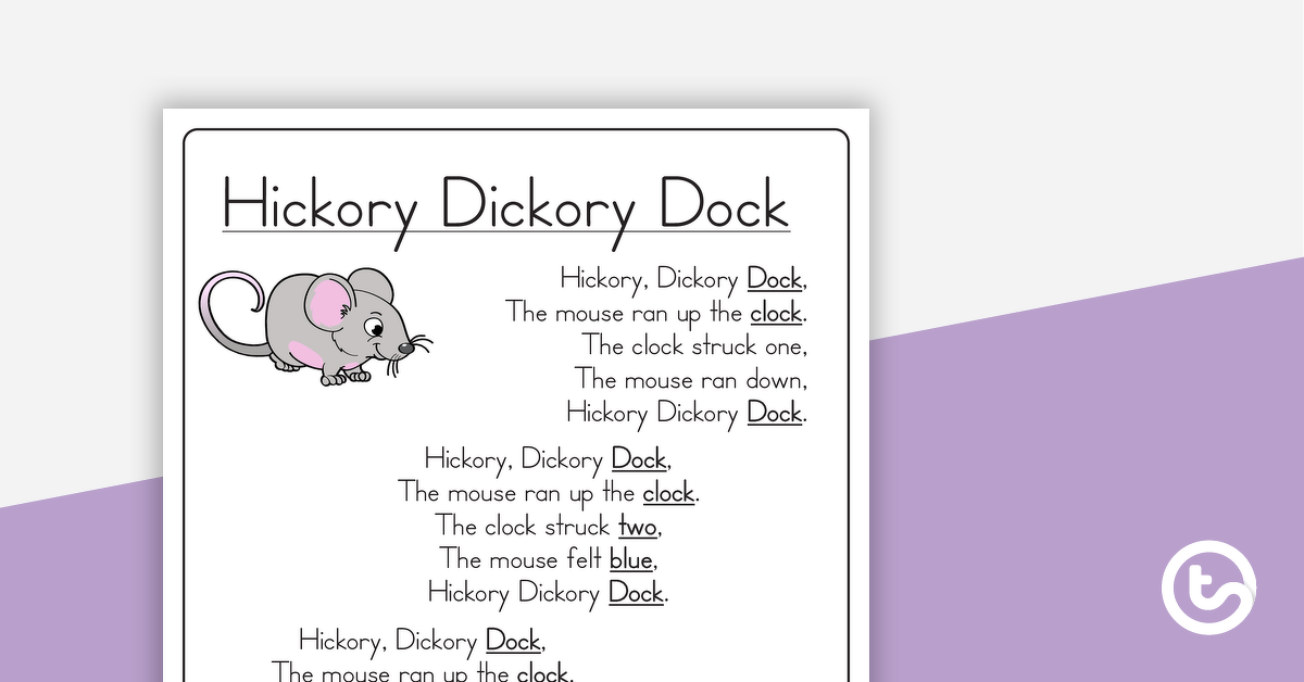 Preview image for Hickory Dickory Dock - Poster and Cut-Out Pages - teaching resource