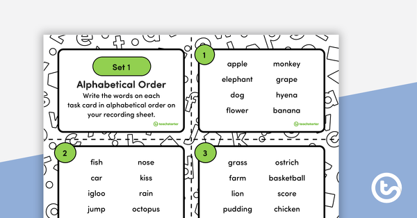 Preview image for Alphabetical Order Task Cards – Set 1 - teaching resource