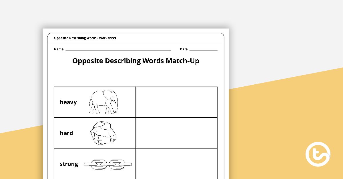 Preview image for Opposite Describing Words Worksheet - teaching resource