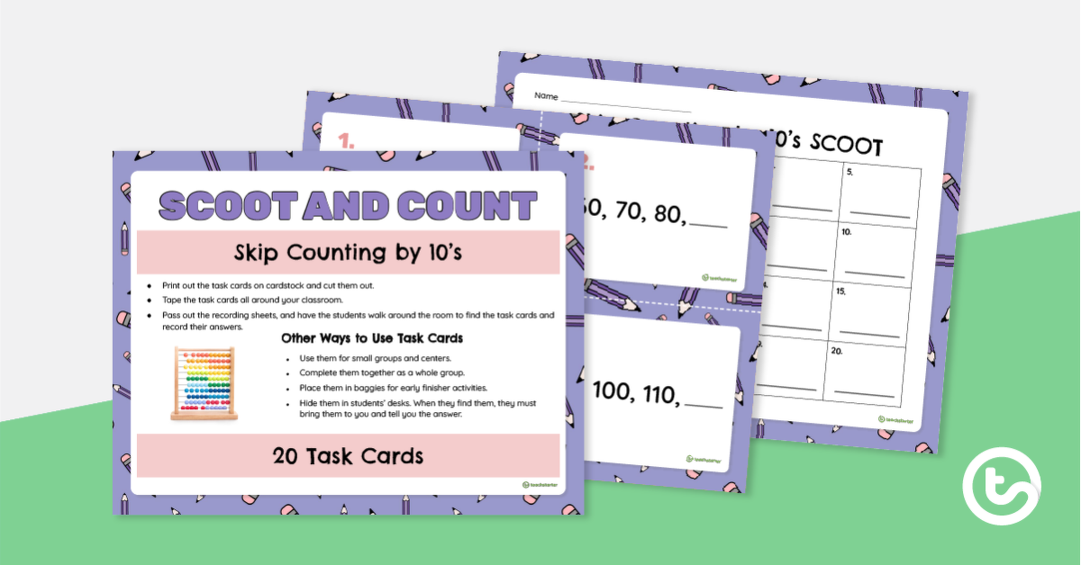 Preview image for Scoot and Count: Skip Counting by 10s - teaching resource