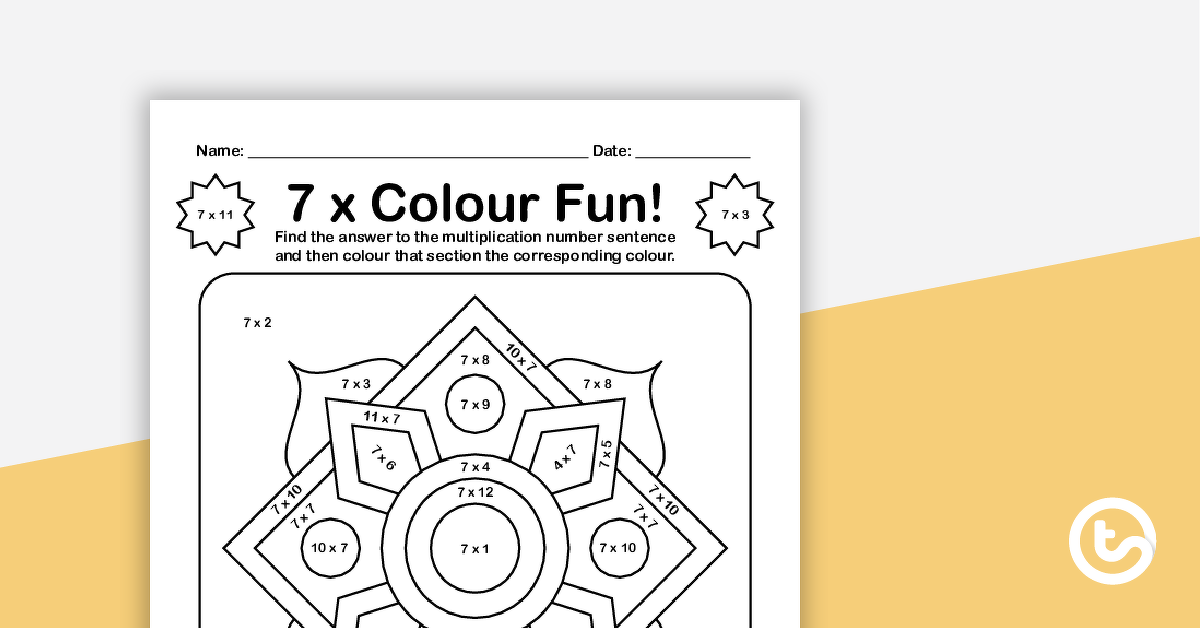 Preview image for Colour by Number - 7 x Multiplication Facts - teaching resource