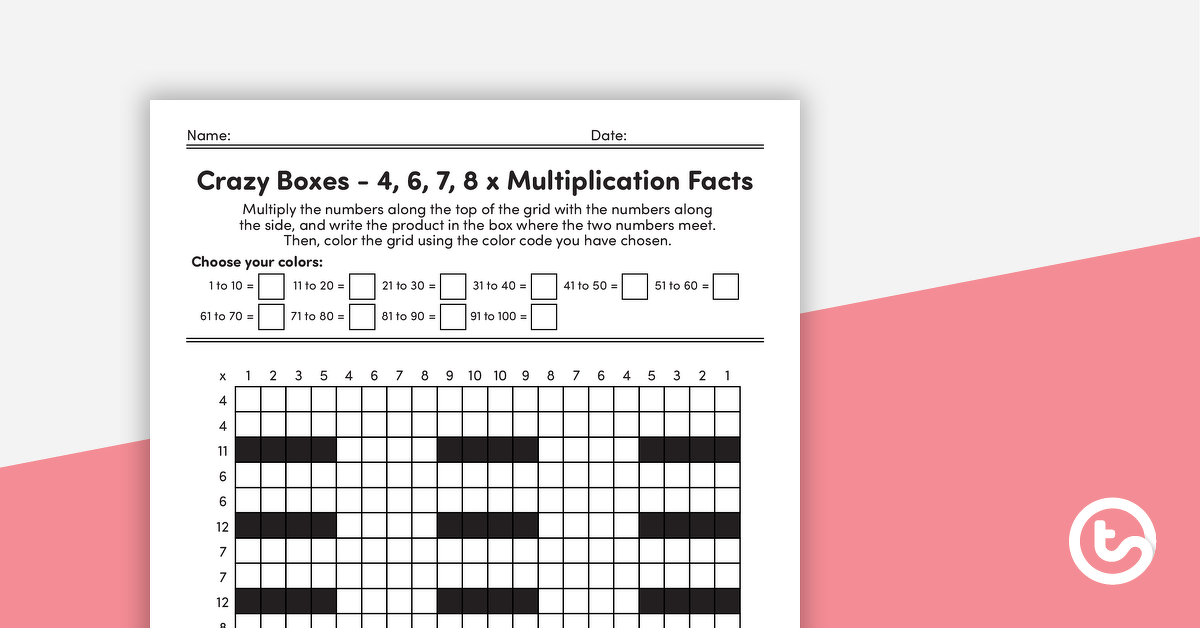Preview image for Crazy Boxes – Multiplication Facts of 4, 6, 7, and 8 - teaching resource