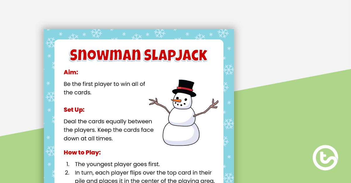 雪人Slapjack卡游戏的预览图像 - 教学资源