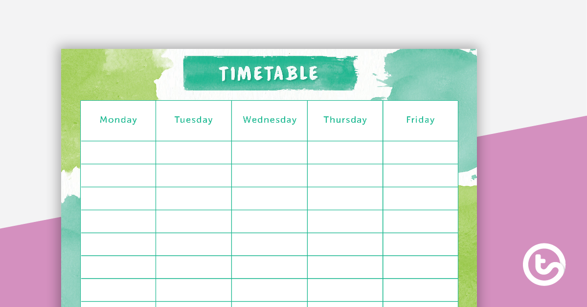 预览图像Tranquil Watercolour - Weekly Timetable - teaching resource