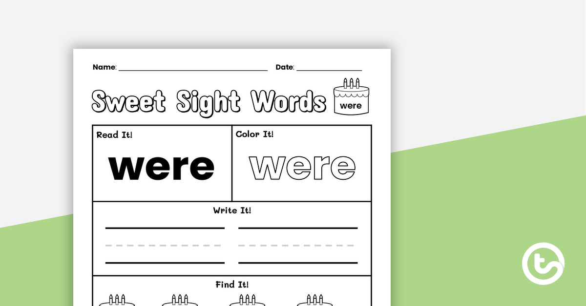 Preview image for Sweet Sight Words Worksheet - WERE - teaching resource