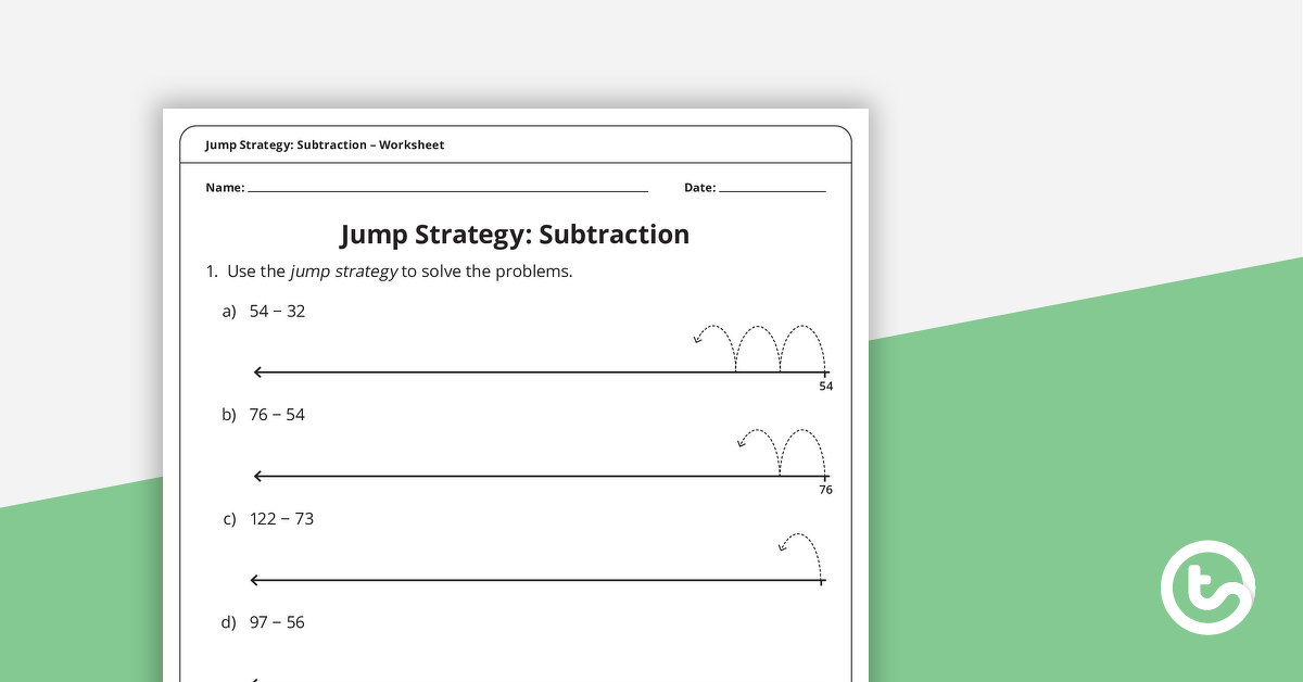 Preview image for Jump Strategy: Subtraction – Worksheet - teaching resource