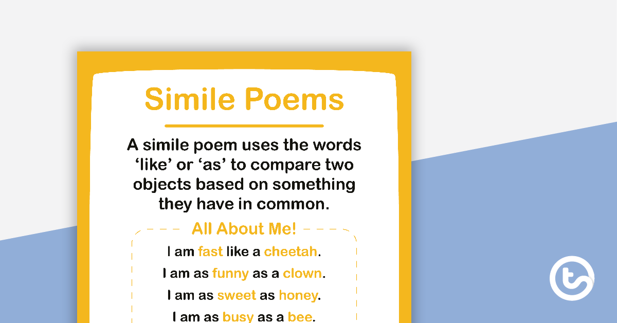Preview image for Simile Poems Poster - teaching resource