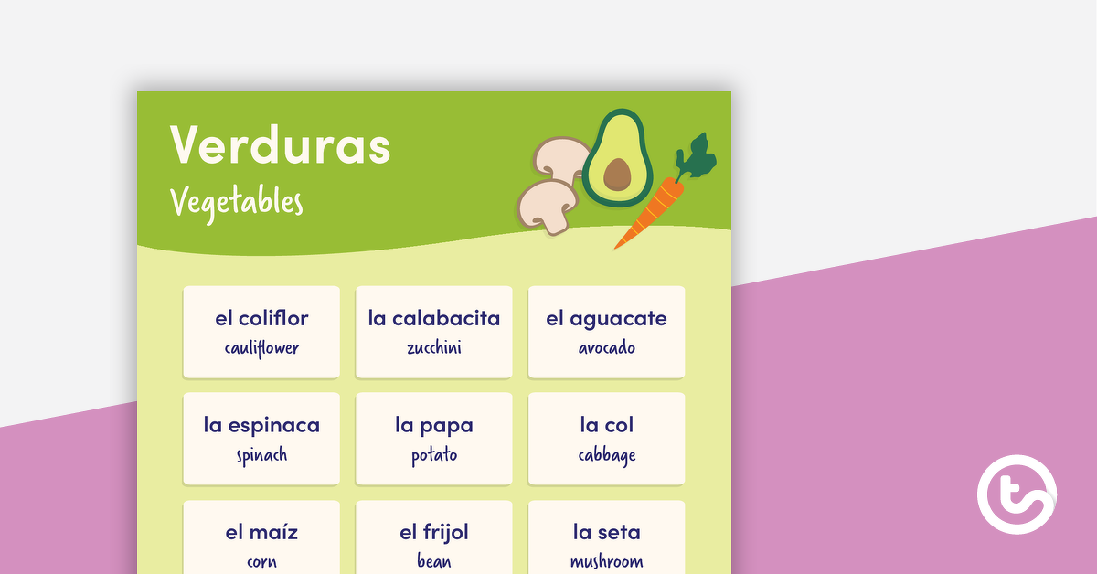 预览图像的蔬菜——西班牙语的海报——教学资源