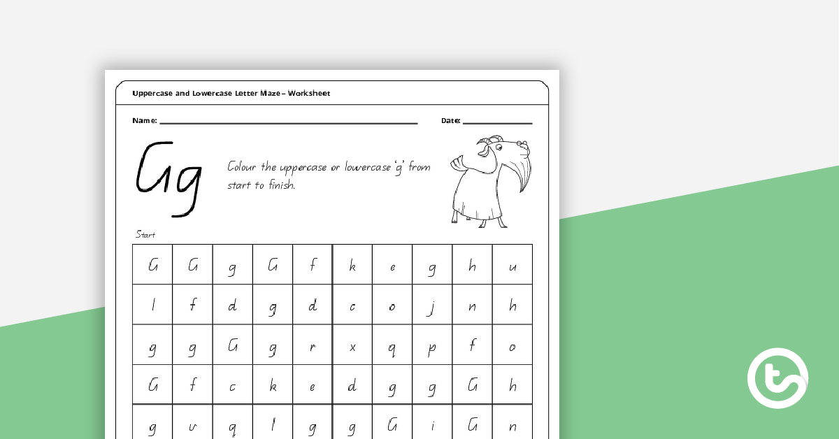 Preview image for Uppercase and Lowercase Letter Maze - 'Gg' - teaching resource