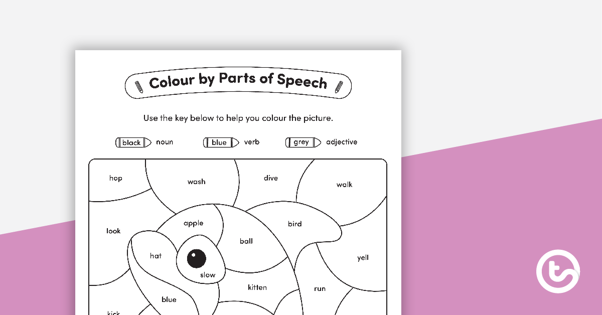 Preview image for Colour by Parts of Speech - Nouns, Verbs & Adjectives - Whale - teaching resource