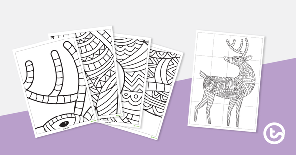 Preview image for Whole-Class Coloring Sheet - Reindeer - teaching resource
