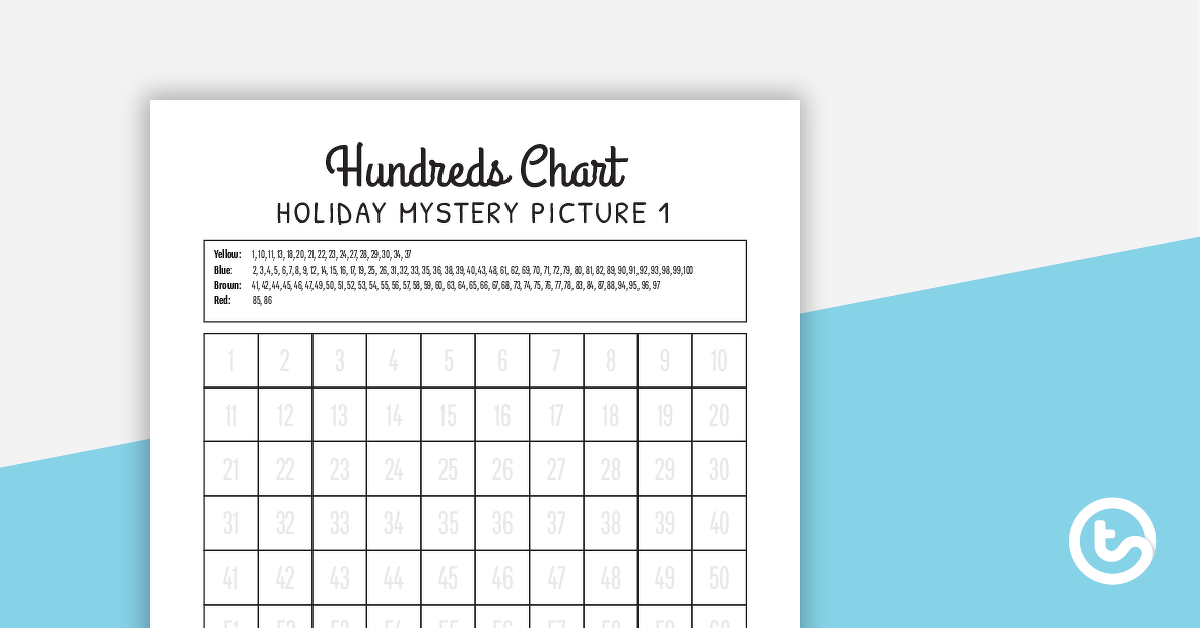 Image of Holiday Hundreds Chart Mystery Pictures