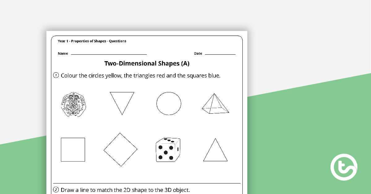 Preview image for Geometry Worksheets - Properties of Shapes - Year 1 - teaching resource