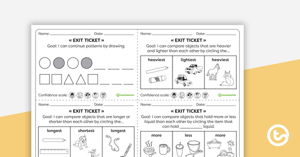 reception numeracy exit tickets worksheets teach starter