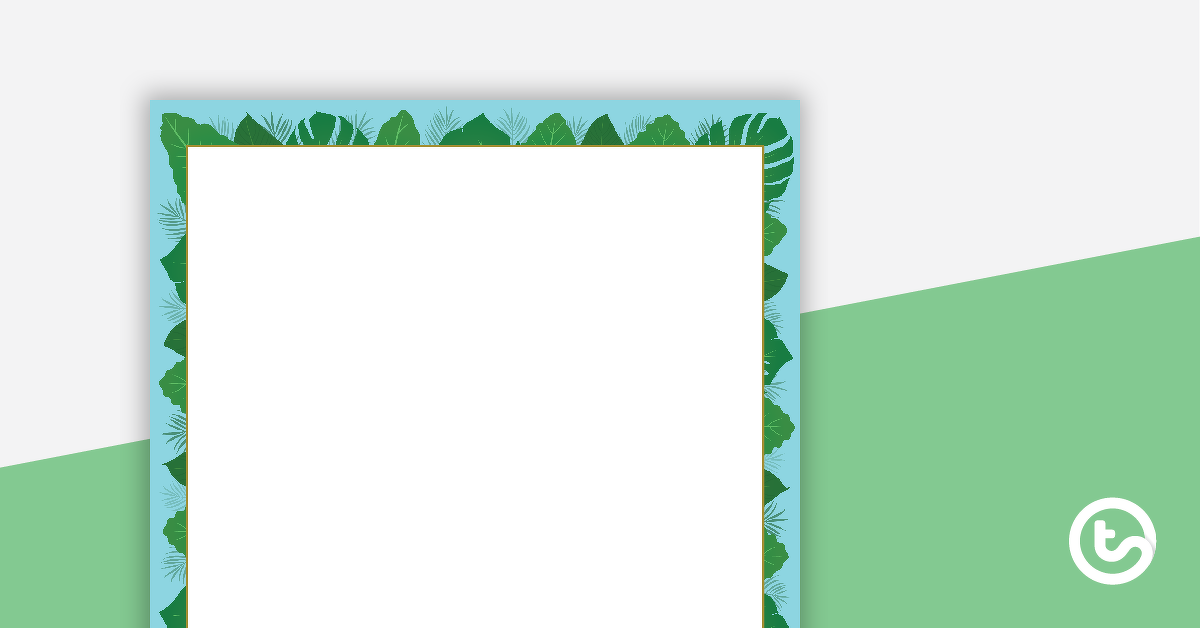 Preview image for Lush Leaves Blue - Portrait Page Borders - teaching resource