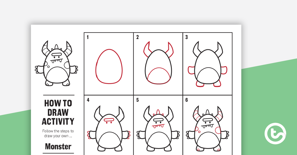预览图像如何为孩子绘制怪物 - 任务卡 - 教学资源