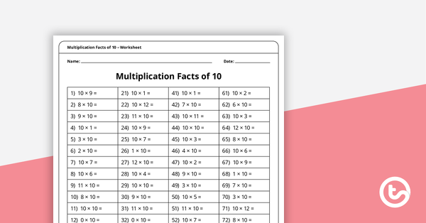 Preview image for Multiplication and Division Speed Drill Worksheets – Facts of 10 - teaching resource